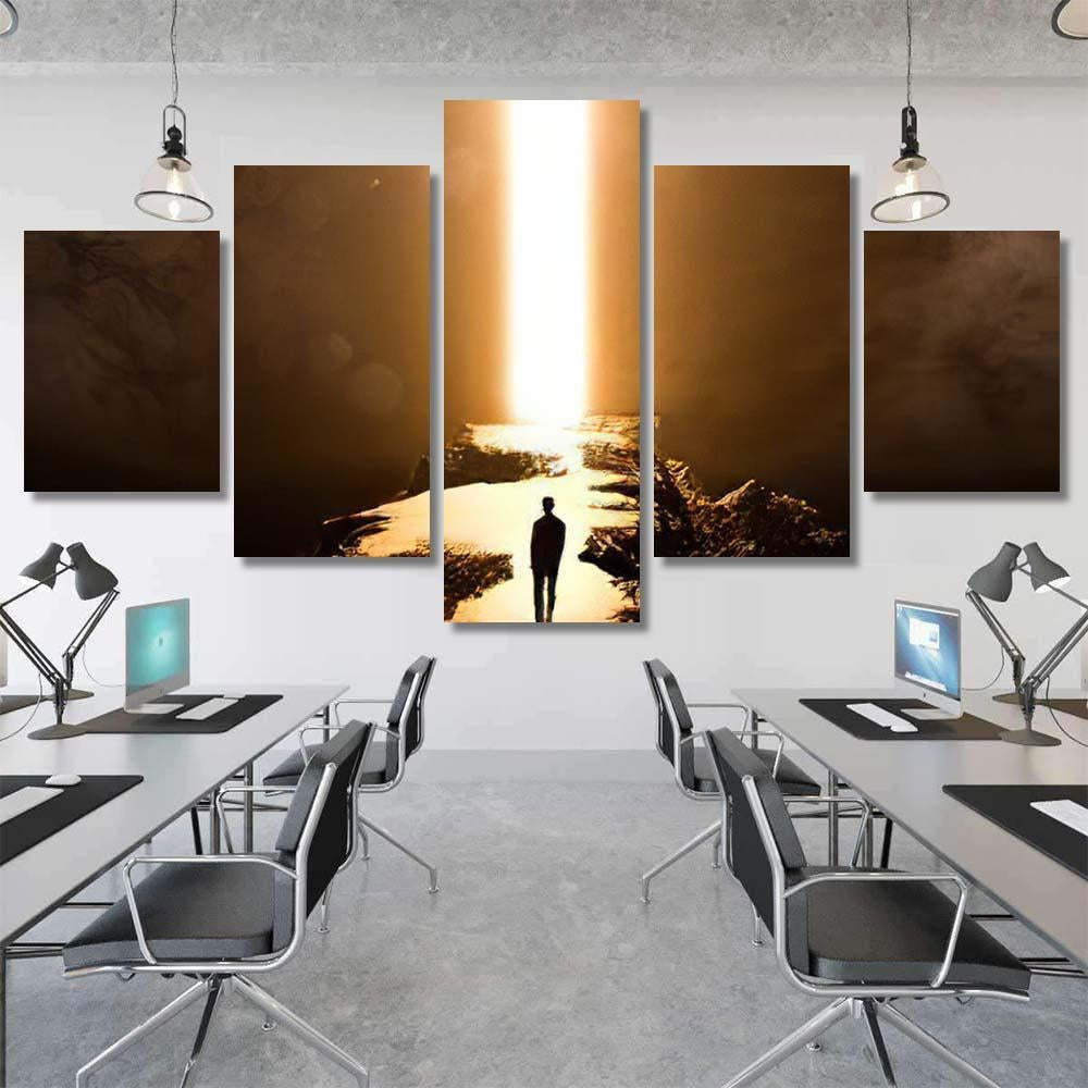 Cave Rock Landscape Fantasy Foggy Smoke, Fantasy Premium Multi Canvas Prints, Multi Piece Panel Canvas Home Decor, Luxury Gallery Wall Fine Art