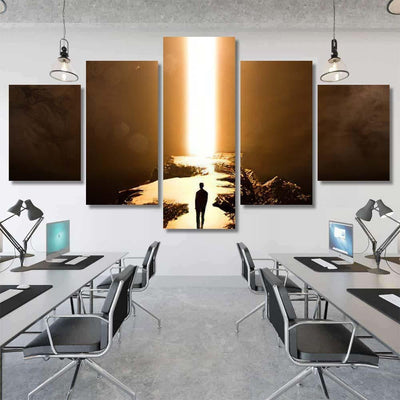 Cave Rock Landscape Fantasy Foggy Smoke, Fantasy Premium Multi Canvas Prints, Multi Piece Panel Canvas Home Decor, Luxury Gallery Wall Fine Art