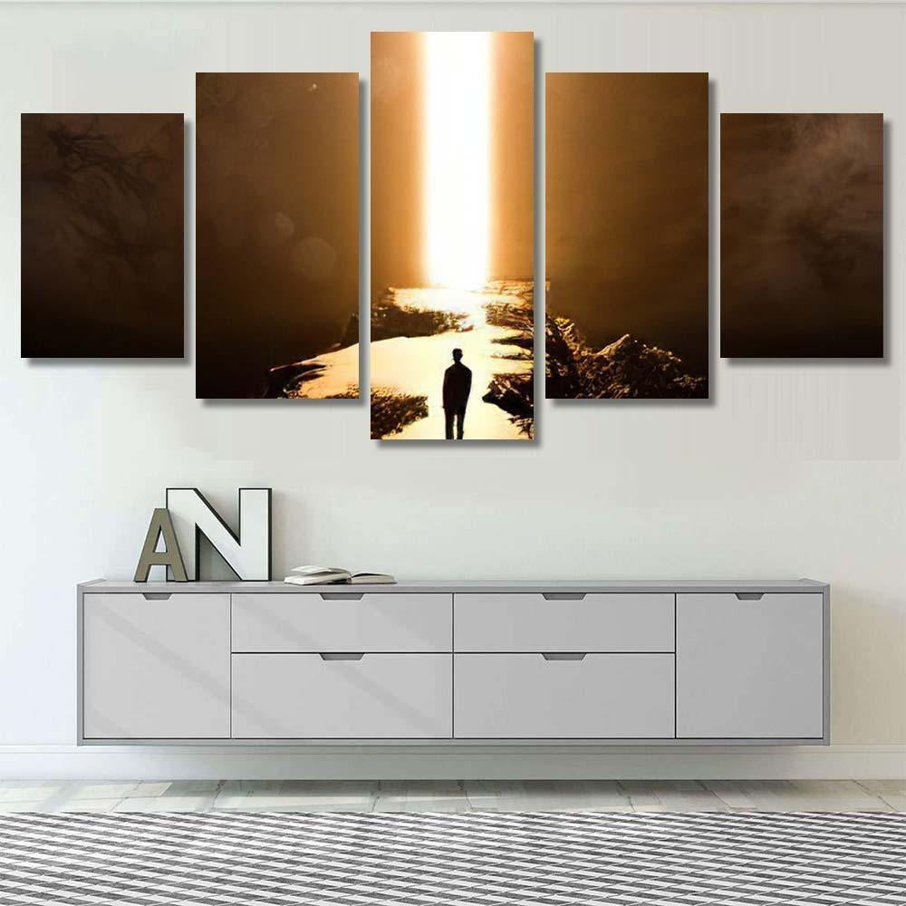 Cave Rock Landscape Fantasy Foggy Smoke, Fantasy Premium Multi Canvas Prints, Multi Piece Panel Canvas Home Decor, Luxury Gallery Wall Fine Art