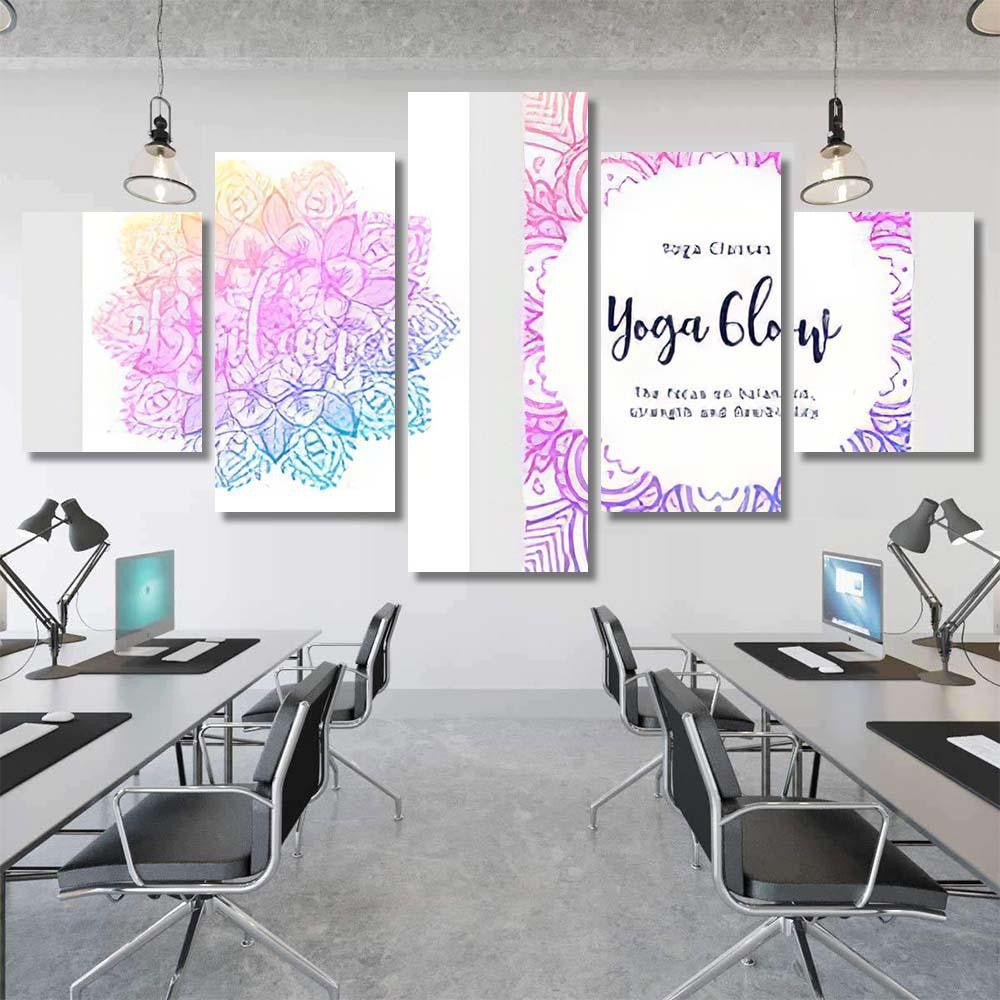 Stretch Strength Yoga Card Design Colorful Mandala Multi Panel Canvas Print Home Decor Wall Art Gift IDeas Poster Canvas Gallery Framed Prints, Canvas