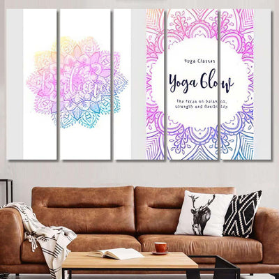Stretch Strength Yoga Card Design Colorful Mandala Multi Panel Canvas Print Home Decor Wall Art Gift IDeas Poster Canvas Gallery Framed Prints, Canvas