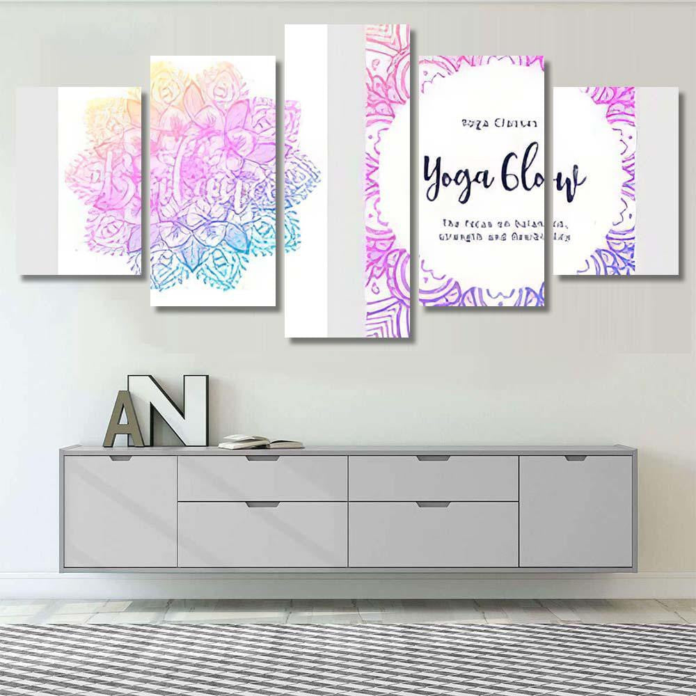 Stretch Strength Yoga Card Design Colorful Mandala Multi Panel Canvas Print Home Decor Wall Art Gift IDeas Poster Canvas Gallery Framed Prints, Canvas