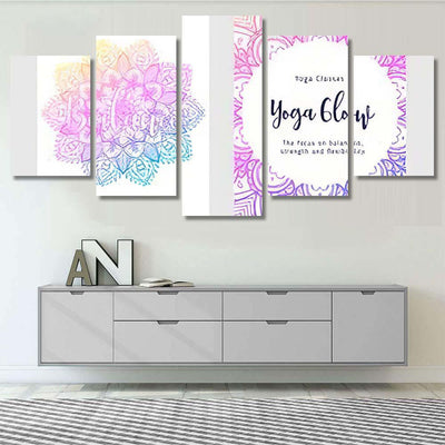 Stretch Strength Yoga Card Design Colorful Mandala Multi Panel Canvas Print Home Decor Wall Art Gift IDeas Poster Canvas Gallery Framed Prints, Canvas
