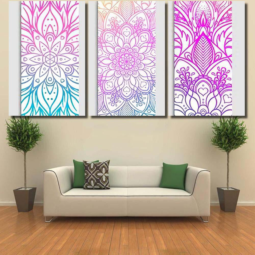 Yoga Mat Design Set Colorful Template Mandala Multi Panel Canvas Print Home Decor Wall Art Gift IDeas Poster Canvas Gallery Framed Prints, Canvas