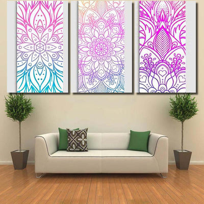 Yoga Mat Design Set Colorful Template Mandala Multi Panel Canvas Print Home Decor Wall Art Gift IDeas Poster Canvas Gallery Framed Prints, Canvas