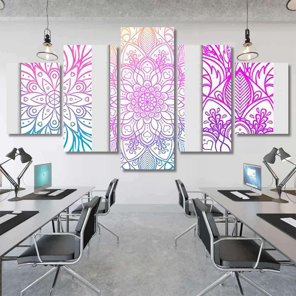 Yoga Mat Design Set Colorful Template Mandala Multi Panel Canvas Print Home Decor Wall Art Gift IDeas Poster Canvas Gallery Framed Prints, Canvas