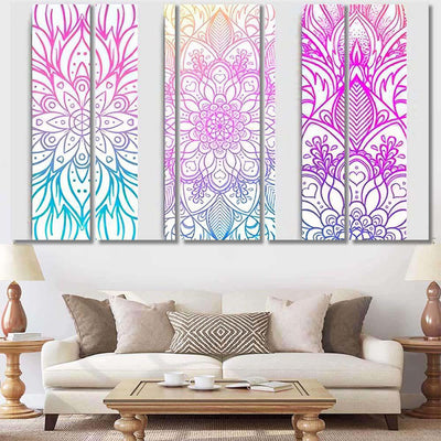 Yoga Mat Design Set Colorful Template Mandala Multi Panel Canvas Print Home Decor Wall Art Gift IDeas Poster Canvas Gallery Framed Prints, Canvas