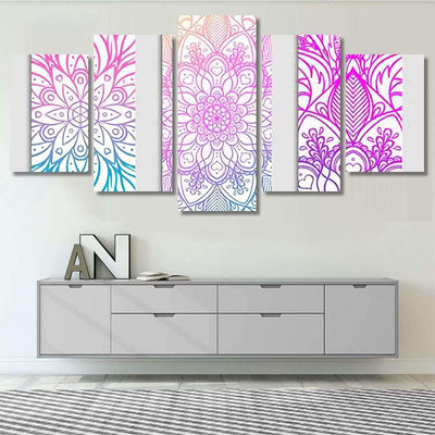 Yoga Mat Design Set Colorful Template Mandala Multi Panel Canvas Print Home Decor Wall Art Gift IDeas Poster Canvas Gallery Framed Prints, Canvas