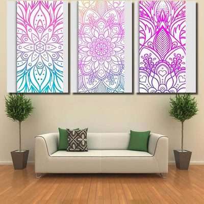 Yoga Mat Design Set Colorful Template Mandala Multi Panel Canvas Print Home Decor Wall Art Gift IDeas Poster Canvas Gallery Framed Prints, Canvas