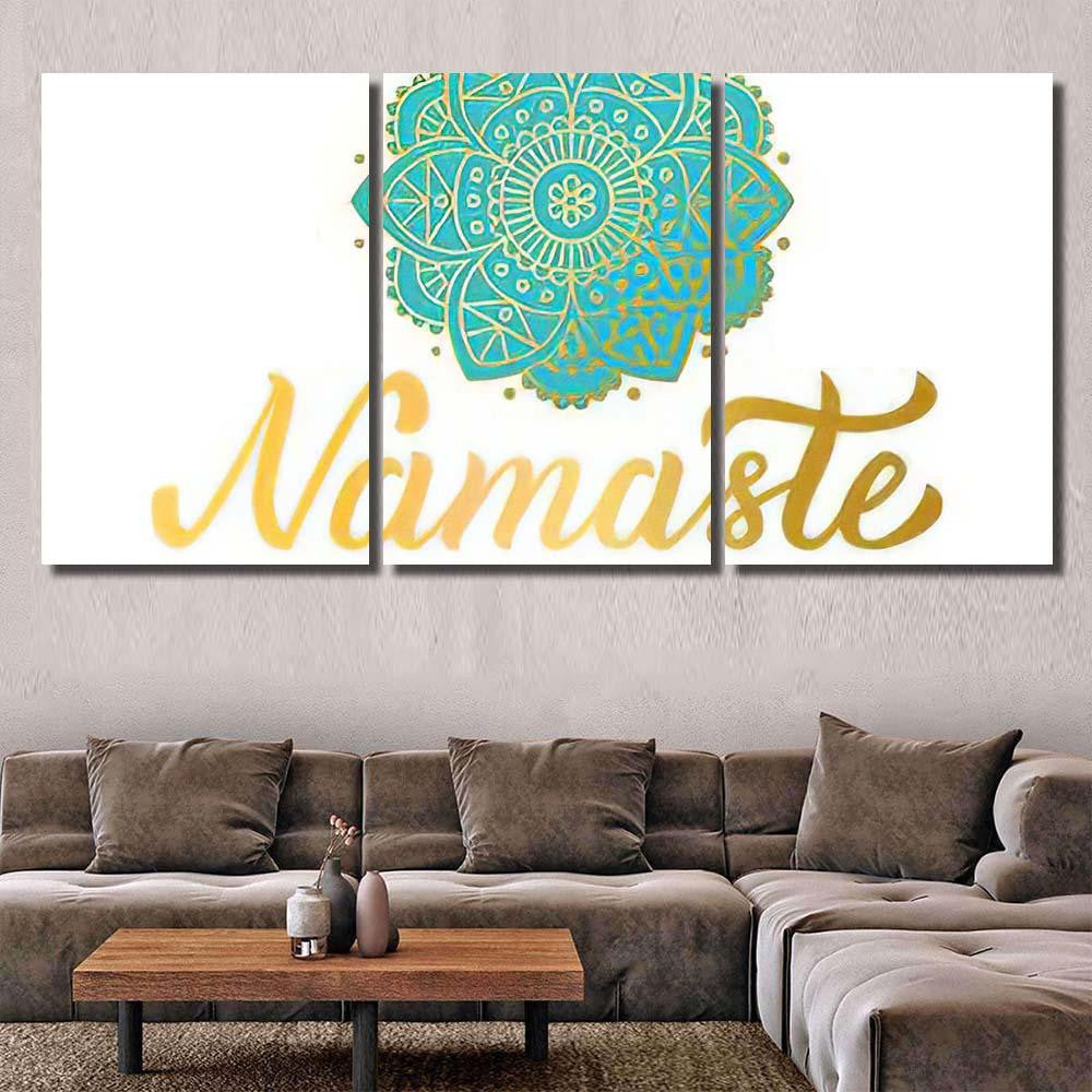 Hand Lettering Gilding Logo Yoga Studio Mandala Multi Panel Canvas Print Home Decor Wall Art Gift IDeas Poster Canvas Gallery Framed Prints, Canvas