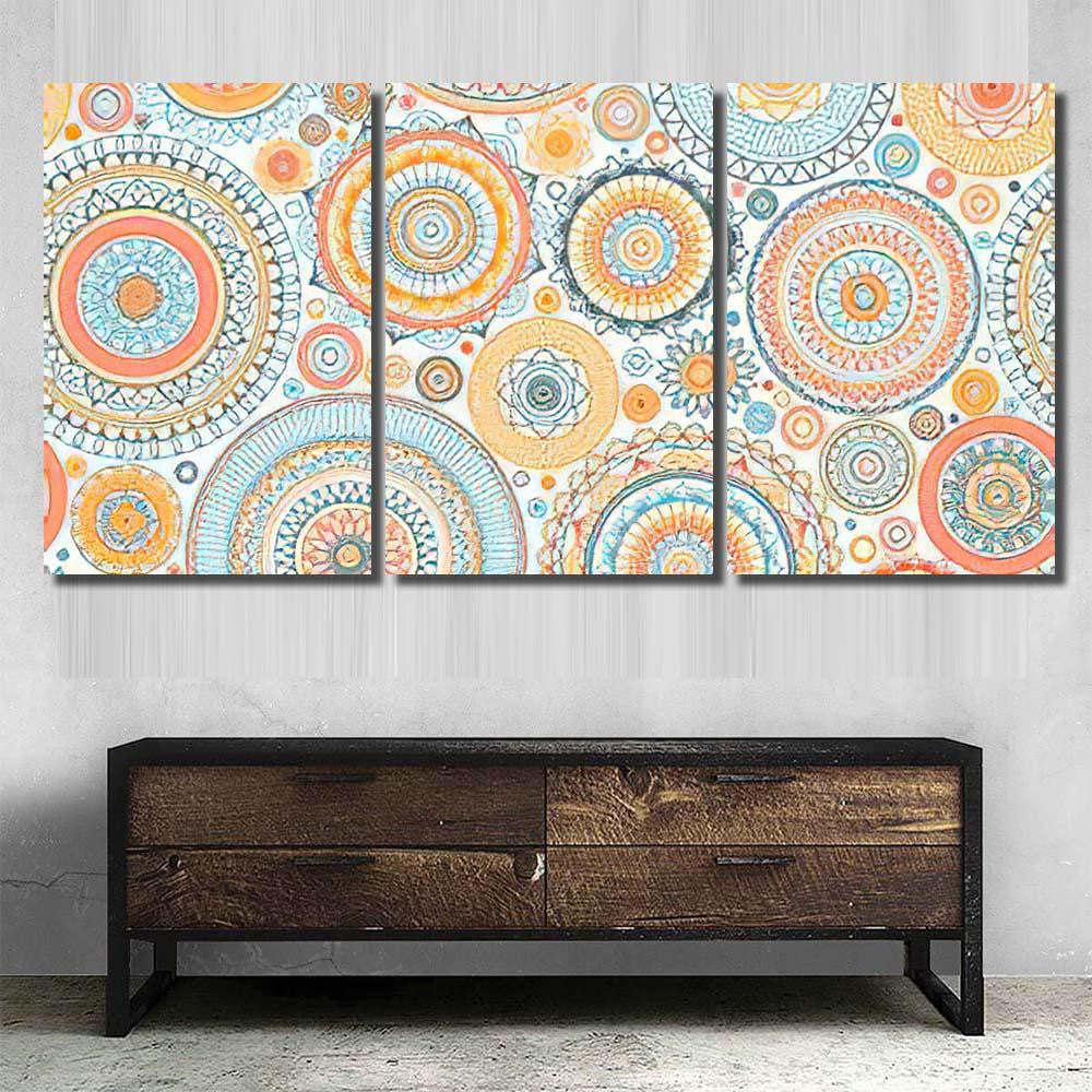 Seamless Background Eastern Style Blue Red Mandala Multi Panel Canvas Print Home Decor Wall Art Gift IDeas Poster Canvas Gallery Framed Prints, Canvas