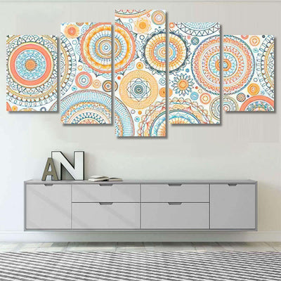 Seamless Background Eastern Style Blue Red Mandala Multi Panel Canvas Print Home Decor Wall Art Gift IDeas Poster Canvas Gallery Framed Prints, Canvas