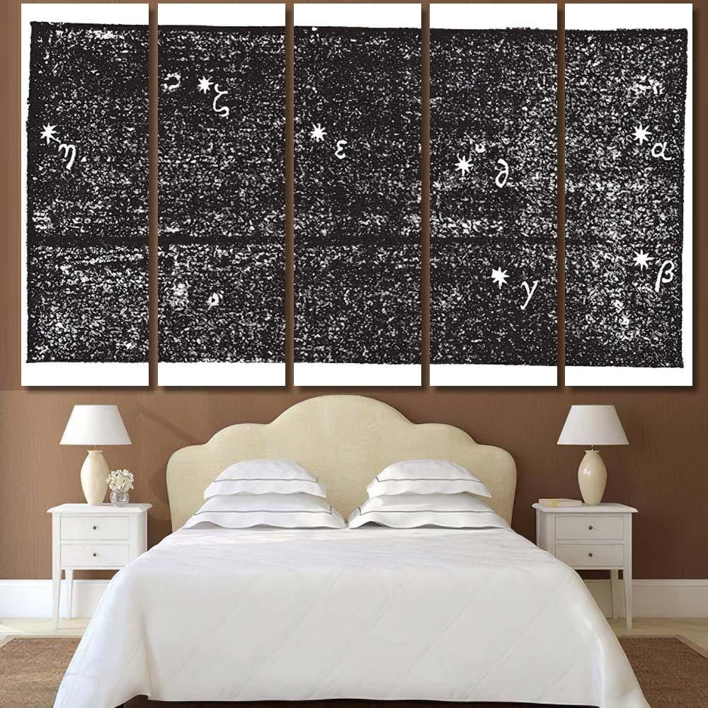 Grande Ourse Ursa Major Vintage Engraved Galaxy Sky and Space Multi Piece Panel Canvas Home Decor Housewarming Gift Ideas Poster Canvas Gallery Prints