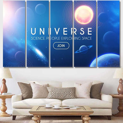 Planets Universe Star Nebula Galaxy Lights Galaxy Sky and Space Multi Piece Panel Canvas Home Decor Housewarming Gift Ideas Poster Canvas Gallery Prints