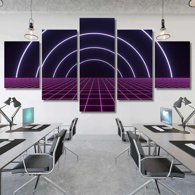 Retro Scifi Digital Wireframe Landscape Background Galaxy Sky and Space Multi Piece Panel Canvas Home Decor Housewarming Gift Ideas Poster Canvas Gallery Prints