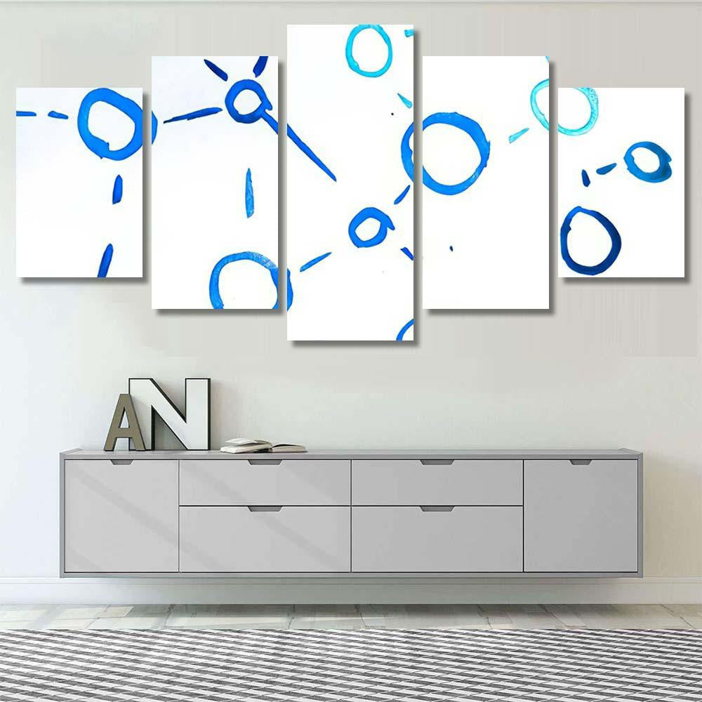 Handwritten Circles Polka Marine Casual Marker Galaxy Sky and Space Multi Piece Panel Canvas Home Decor Housewarming Gift Ideas Poster Canvas Gallery Prints