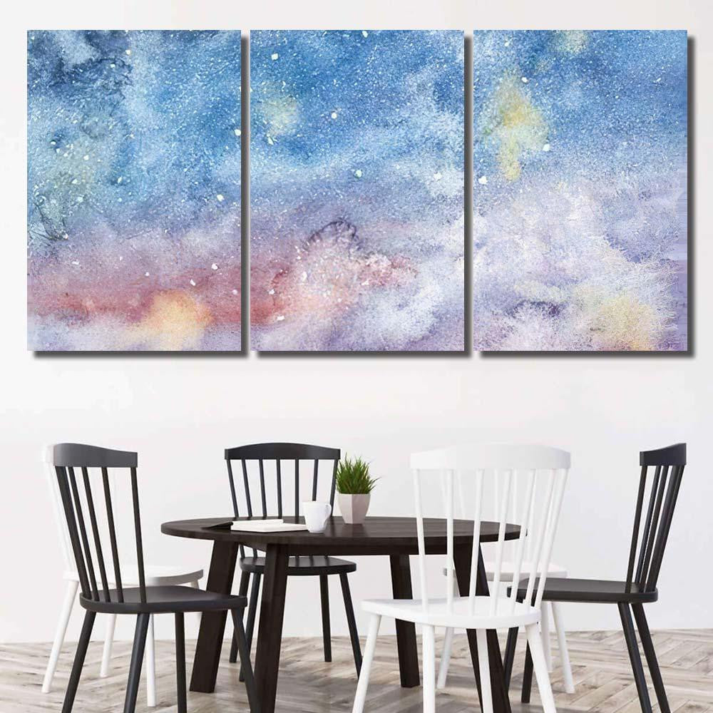 Night Sky Stars Hand Drawn Watercolor Galaxy Sky and Space Multi Piece Panel Canvas Home Decor Housewarming Gift Ideas Poster Canvas Gallery Prints