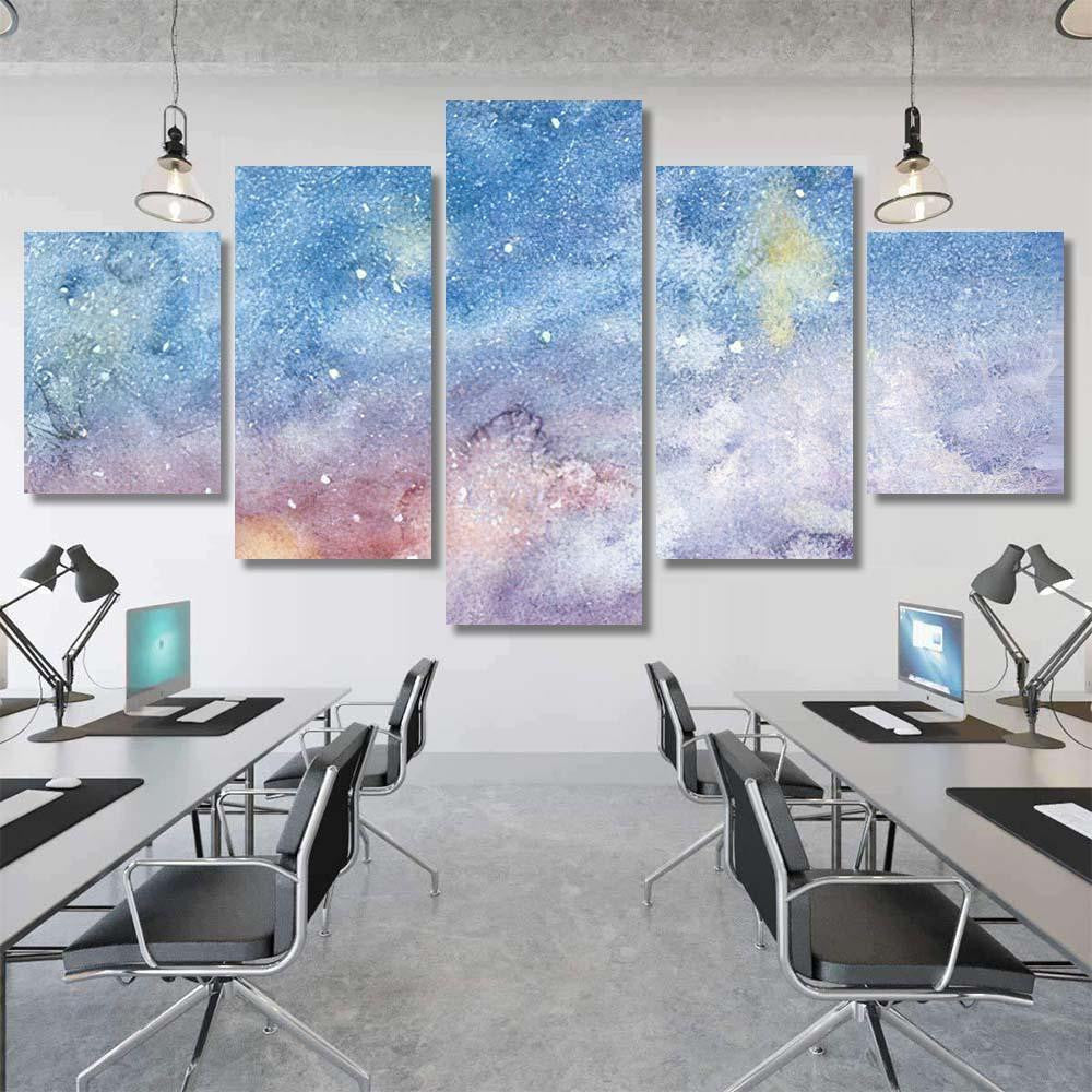 Night Sky Stars Hand Drawn Watercolor Galaxy Sky and Space Multi Piece Panel Canvas Home Decor Housewarming Gift Ideas Poster Canvas Gallery Prints