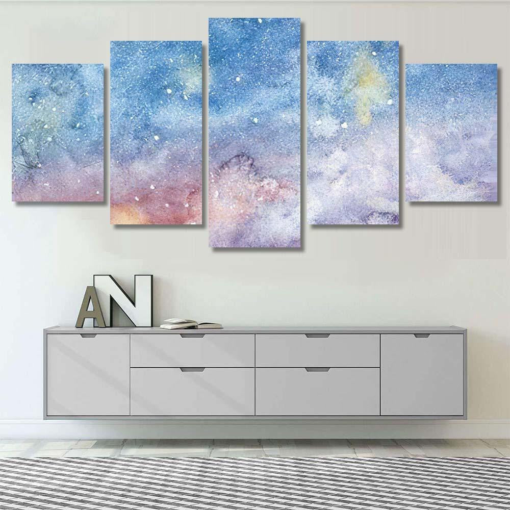 Night Sky Stars Hand Drawn Watercolor Galaxy Sky and Space Multi Piece Panel Canvas Home Decor Housewarming Gift Ideas Poster Canvas Gallery Prints