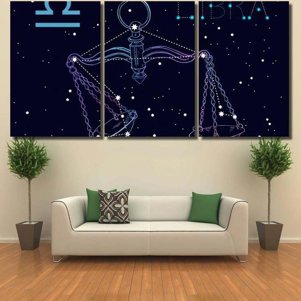 Libra Zodiac Sign Constellation Scales On Galaxy Sky and Space Multi Piece Panel Canvas Home Decor Housewarming Gift Ideas Poster Canvas Gallery Prints