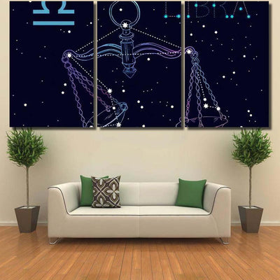 Libra Zodiac Sign Constellation Scales On Galaxy Sky and Space Multi Piece Panel Canvas Home Decor Housewarming Gift Ideas Poster Canvas Gallery Prints