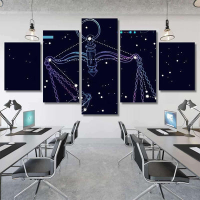Libra Zodiac Sign Constellation Scales On Galaxy Sky and Space Multi Piece Panel Canvas Home Decor Housewarming Gift Ideas Poster Canvas Gallery Prints