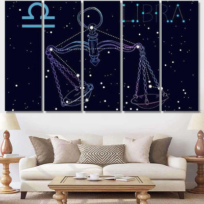Libra Zodiac Sign Constellation Scales On Galaxy Sky and Space Multi Piece Panel Canvas Home Decor Housewarming Gift Ideas Poster Canvas Gallery Prints