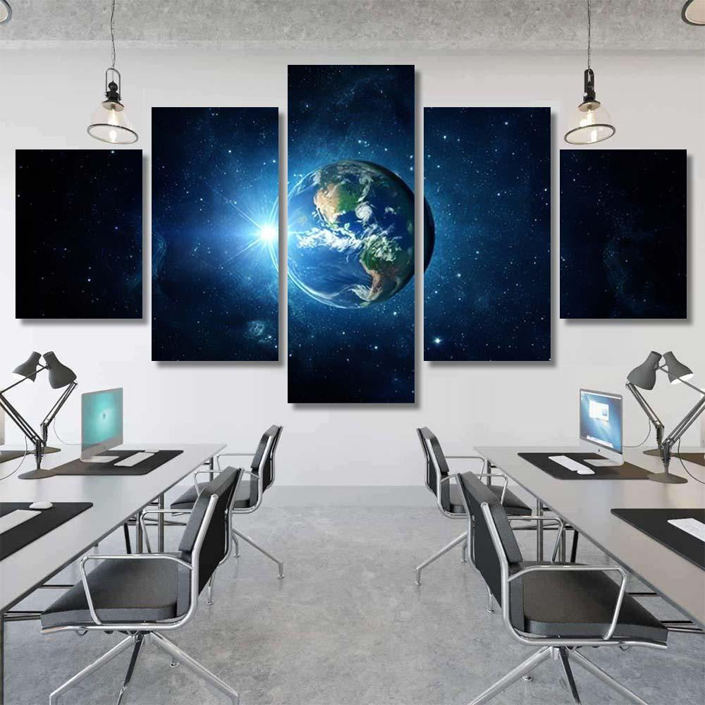 Panoramic View Earth Sun Star Galaxy 5 Galaxy Sky and Space Multi Piece Panel Canvas Home Decor Housewarming Gift Ideas Poster Canvas Gallery Prints