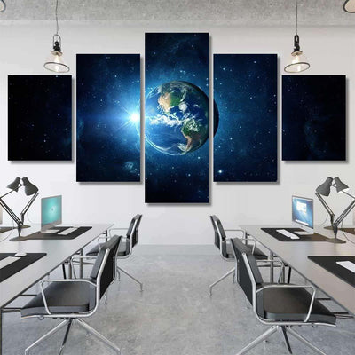 Panoramic View Earth Sun Star Galaxy 5 Galaxy Sky and Space Multi Piece Panel Canvas Home Decor Housewarming Gift Ideas Poster Canvas Gallery Prints