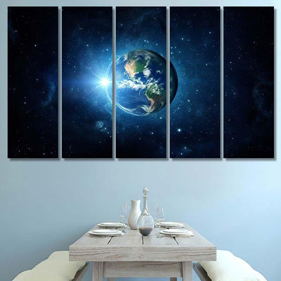 Panoramic View Earth Sun Star Galaxy 5 Galaxy Sky and Space Multi Piece Panel Canvas Home Decor Housewarming Gift Ideas Poster Canvas Gallery Prints