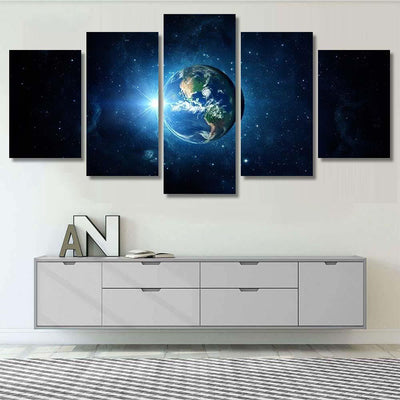 Panoramic View Earth Sun Star Galaxy 5 Galaxy Sky and Space Multi Piece Panel Canvas Home Decor Housewarming Gift Ideas Poster Canvas Gallery Prints
