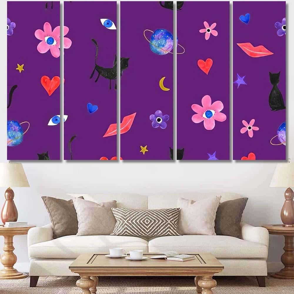 Hand Abstract Watercolor Cats Planets 12 Galaxy Sky and Space Multi Piece Panel Canvas Home Decor Housewarming Gift Ideas Poster Canvas Gallery Prints