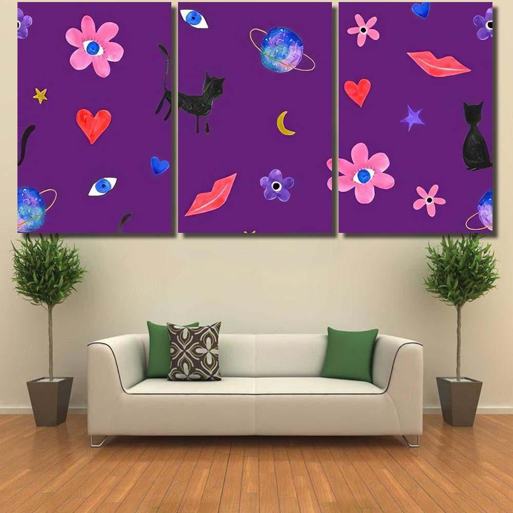 Hand Abstract Watercolor Cats Planets 12 Galaxy Sky and Space Multi Piece Panel Canvas Home Decor Housewarming Gift Ideas Poster Canvas Gallery Prints
