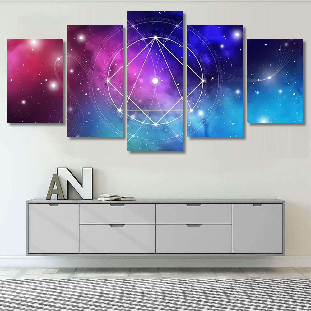 Sacred Geometry Website Banner Golden Ratio Galaxy Sky and Space Multi Piece Panel Canvas Home Decor Housewarming Gift Ideas Poster Canvas Gallery Prints