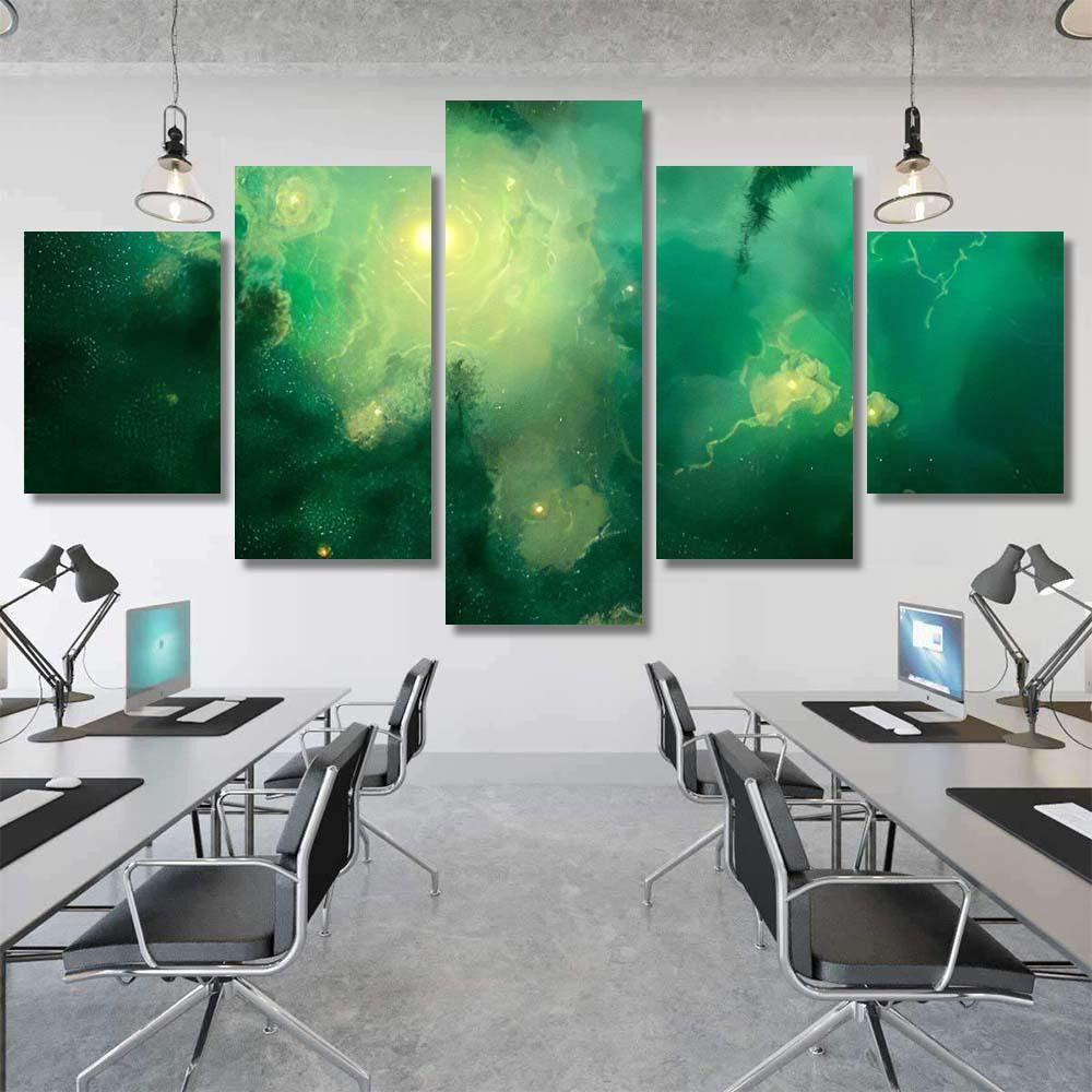 Green Space Star Nebula Background Digital Galaxy Sky and Space Multi Piece Panel Canvas Home Decor Housewarming Gift Ideas Poster Canvas Gallery Prints
