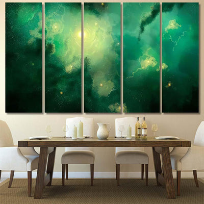Green Space Star Nebula Background Digital Galaxy Sky and Space Multi Piece Panel Canvas Home Decor Housewarming Gift Ideas Poster Canvas Gallery Prints