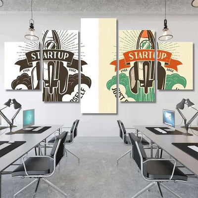 Retro Logo Rising Rocket Color Black Galaxy Sky and Space Multi Piece Panel Canvas Home Decor Housewarming Gift Ideas Poster Canvas Gallery Prints
