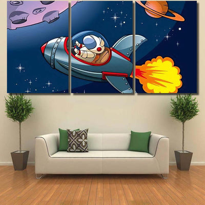 Spaceship Astronaut Approaching Planet Vector Illustration Galaxy Sky and Space Multi Piece Panel Canvas Home Decor Housewarming Gift Ideas Poster Canvas Gallery Prints