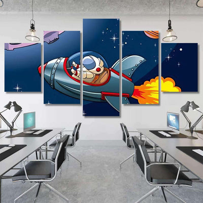 Spaceship Astronaut Approaching Planet Vector Illustration Galaxy Sky and Space Multi Piece Panel Canvas Home Decor Housewarming Gift Ideas Poster Canvas Gallery Prints