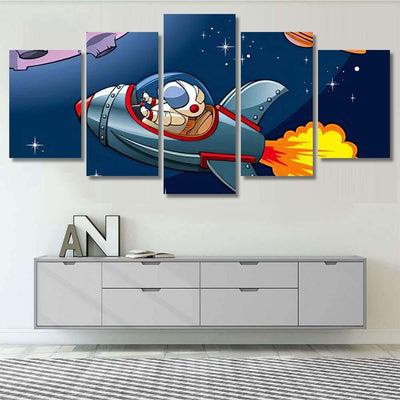 Spaceship Astronaut Approaching Planet Vector Illustration Galaxy Sky and Space Multi Piece Panel Canvas Home Decor Housewarming Gift Ideas Poster Canvas Gallery Prints