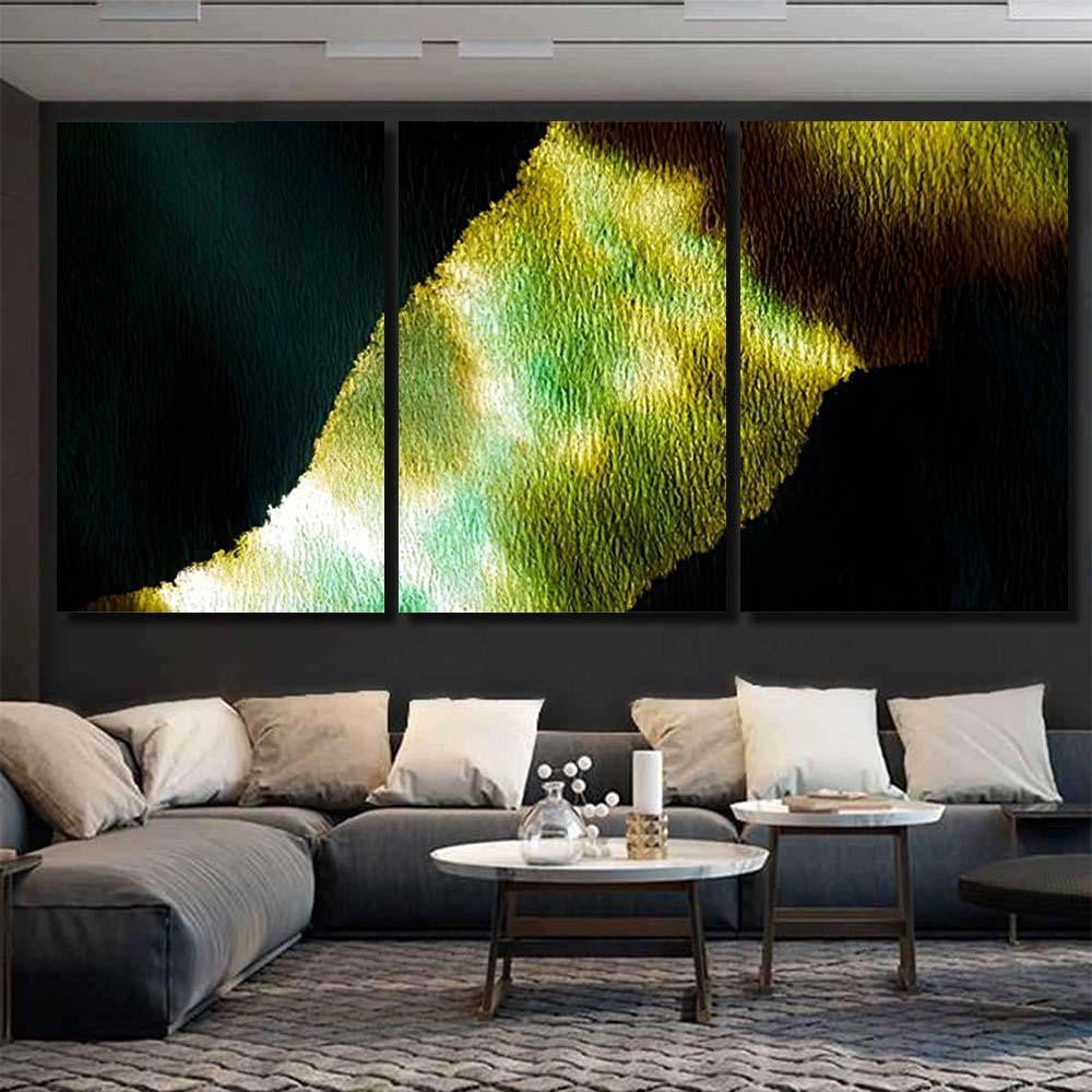 Grey Extraterrestrial Watercolor Grunge Bright Green Galaxy Sky and Space Multi Piece Panel Canvas Home Decor Housewarming Gift Ideas Poster Canvas Gallery Prints