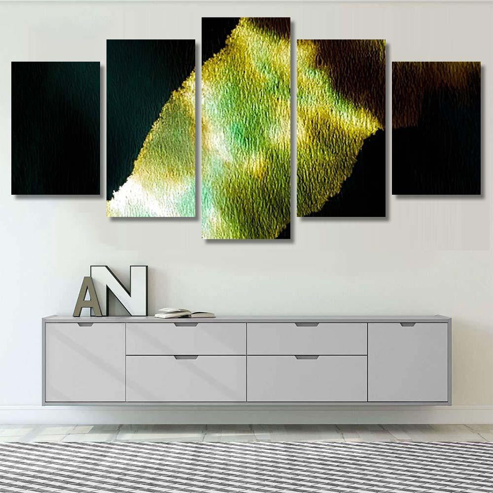 Grey Extraterrestrial Watercolor Grunge Bright Green Galaxy Sky and Space Multi Piece Panel Canvas Home Decor Housewarming Gift Ideas Poster Canvas Gallery Prints
