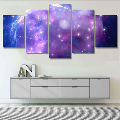 Purple Space Nebula Galaxy Sky and Space Multi Piece Panel Canvas Home Decor Housewarming Gift Ideas Poster Canvas Gallery Prints