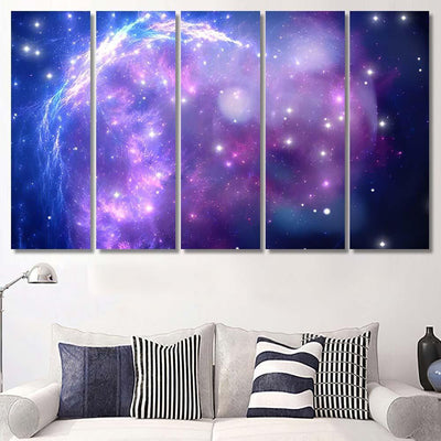 Purple Space Nebula Galaxy Sky and Space Multi Piece Panel Canvas Home Decor Housewarming Gift Ideas Poster Canvas Gallery Prints