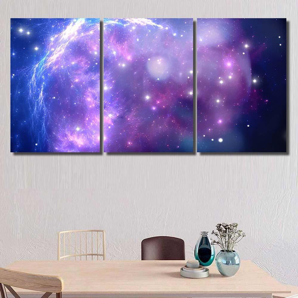 Purple Space Nebula Galaxy Sky and Space Multi Piece Panel Canvas Home Decor Housewarming Gift Ideas Poster Canvas Gallery Prints