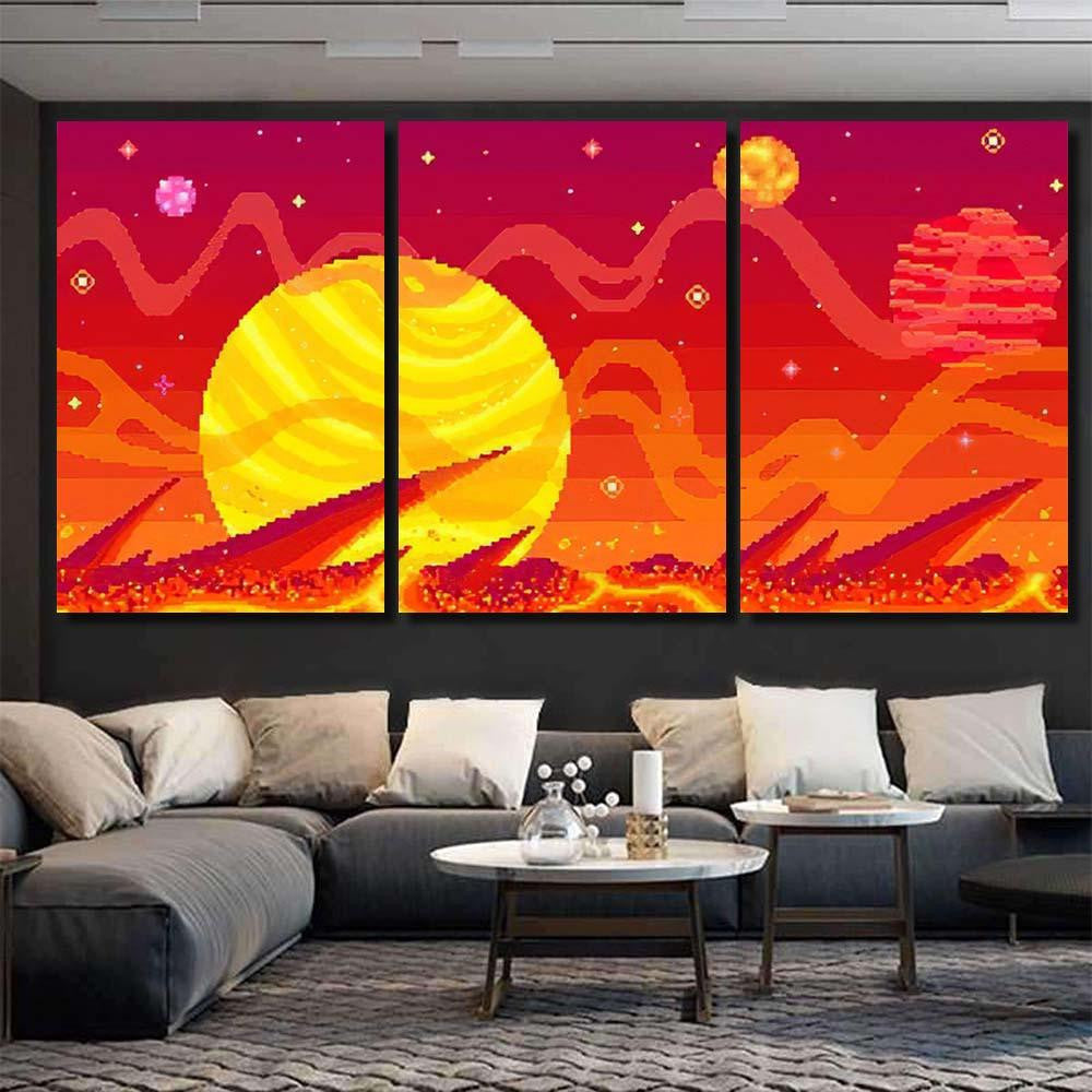 Pixel Art Game Location Cosmic Areasomeone Galaxy Sky and Space Multi Piece Panel Canvas Home Decor Housewarming Gift Ideas Poster Canvas Gallery Prints