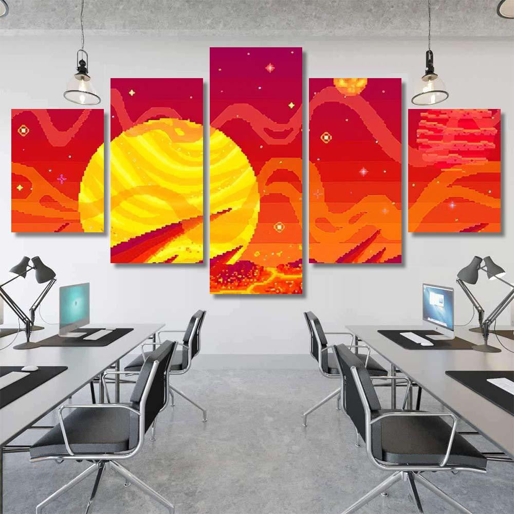 Pixel Art Game Location Cosmic Areasomeone Galaxy Sky and Space Multi Piece Panel Canvas Home Decor Housewarming Gift Ideas Poster Canvas Gallery Prints
