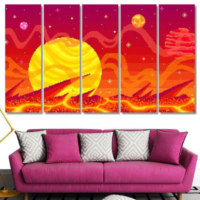 Pixel Art Game Location Cosmic Areasomeone Galaxy Sky and Space Multi Piece Panel Canvas Home Decor Housewarming Gift Ideas Poster Canvas Gallery Prints