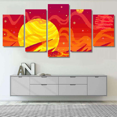 Pixel Art Game Location Cosmic Areasomeone Galaxy Sky and Space Multi Piece Panel Canvas Home Decor Housewarming Gift Ideas Poster Canvas Gallery Prints