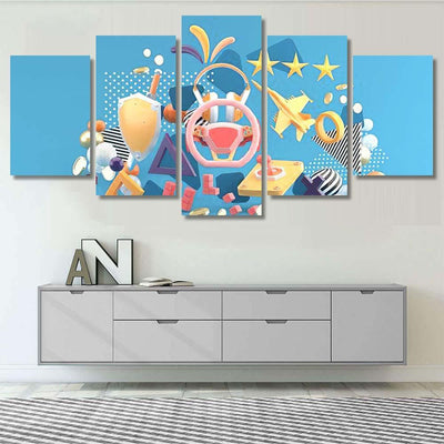 Steering Wheel Surrounded By Game Accessories Galaxy Sky and Space Multi Piece Panel Canvas Home Decor Housewarming Gift Ideas Poster Canvas Gallery Prints